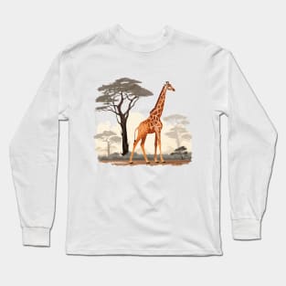 Watercolor Giraffe Long Sleeve T-Shirt